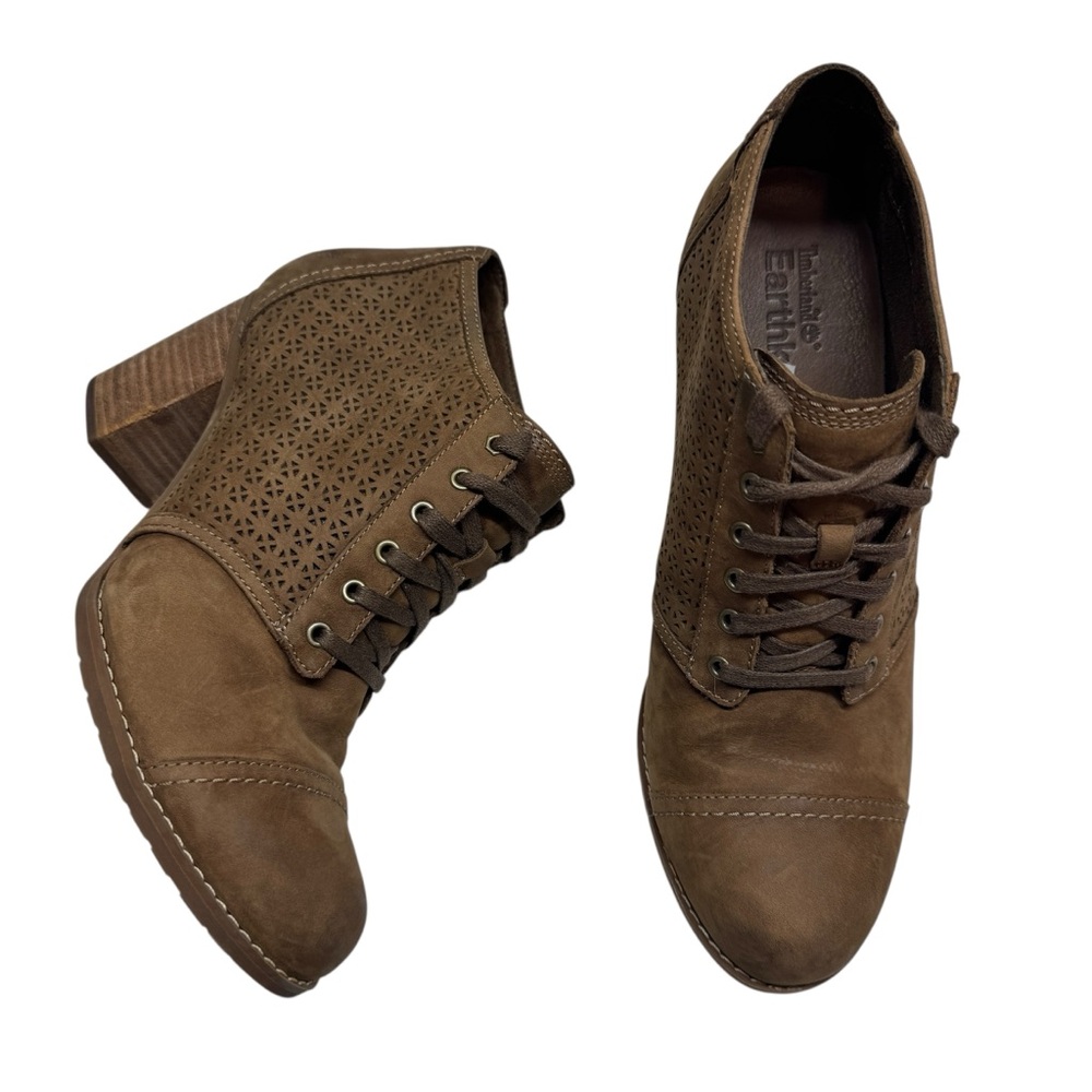 Timberland Earthkeeper Heeled Shoe bootie Oxford perforated leather womens 9.5